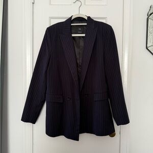 Mango Navy Tailored Blazer with Notched Lapels